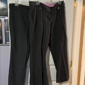 2 Pair Charcoal Solid & Pinstripe Trousers